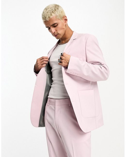 Asos Design skinny suit jacket in lilac-