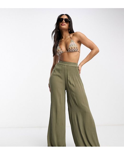 South Beach oversized beach pants in khaki-