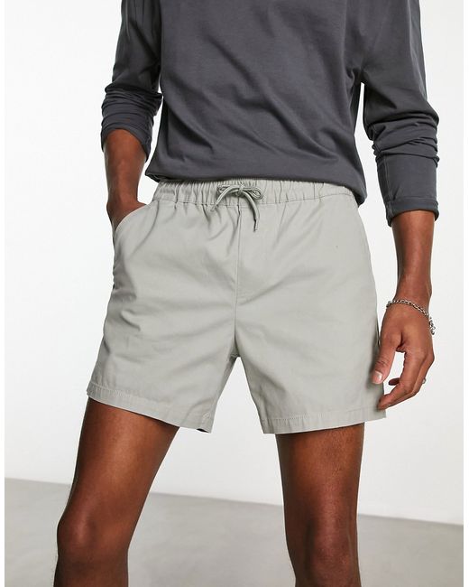 Asos Design slim fit chino shorts in khaki-