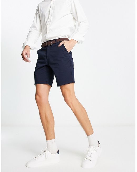 River Island belted chino shorts in