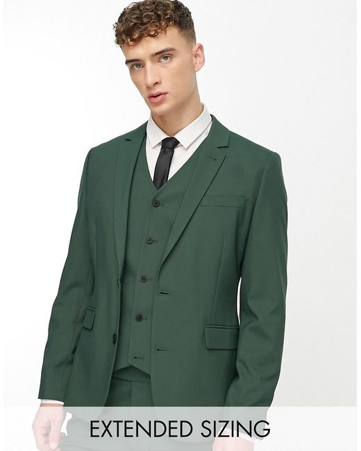 Asos Design Skinny Suit Jacket In Forest