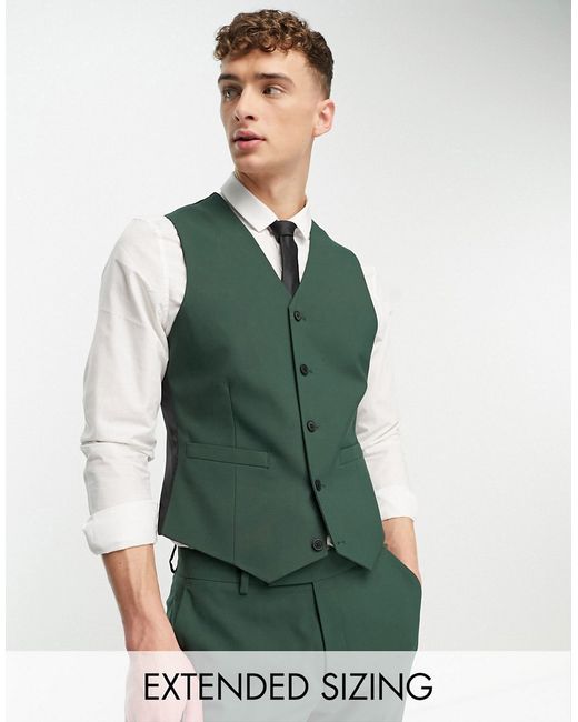 Asos Design Skinny Suit Vest In Forest