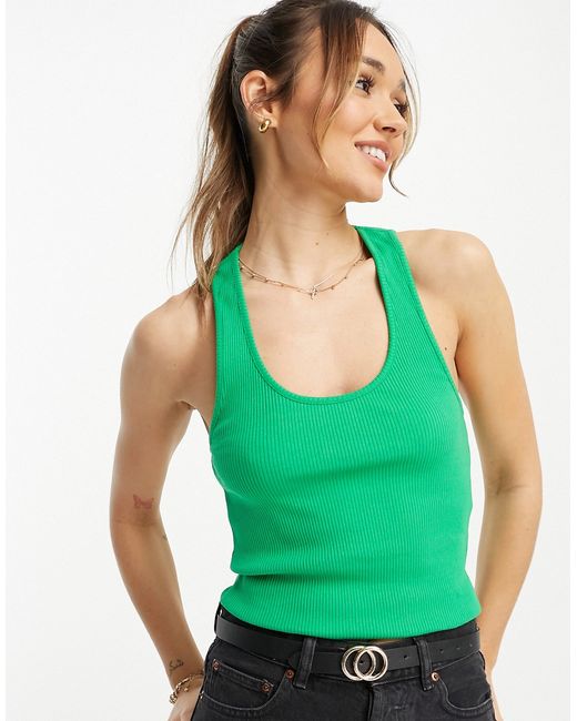 Asos Design rib tank top with strappy back in bright