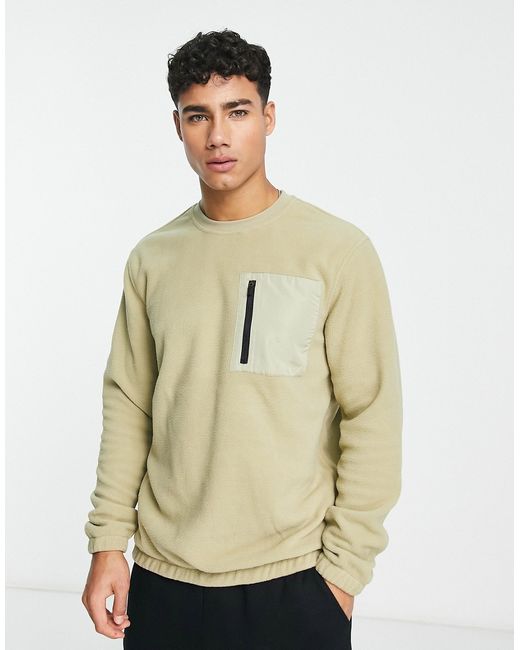 Only & Sons fleece sweatshirt in off