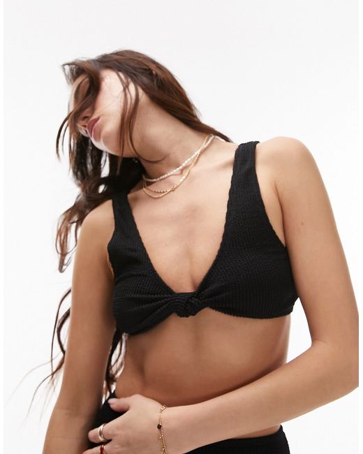 TopShop mix and match crinkle knot front bikini top in