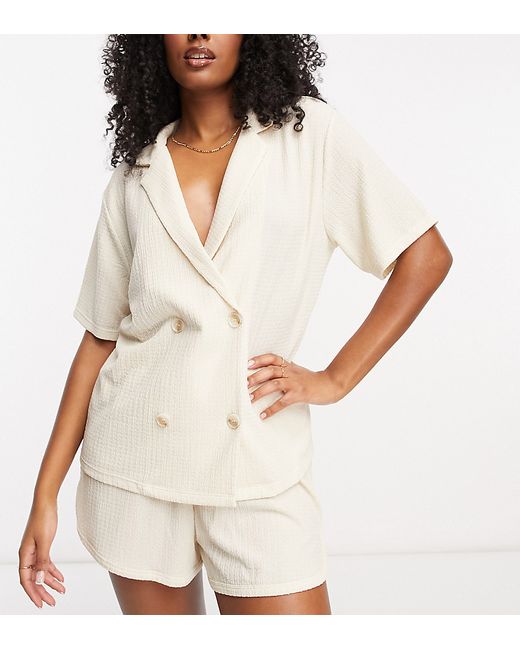 Loungeable boxy pajama shirt and running short set in