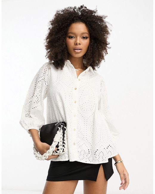 Y.A.S eyelet long sleeve shirt in