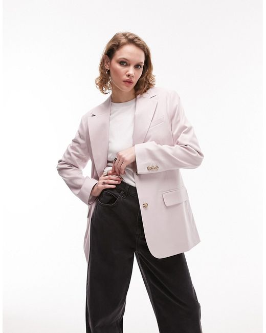 TopShop straight fitting blazer in lilac part of a set-