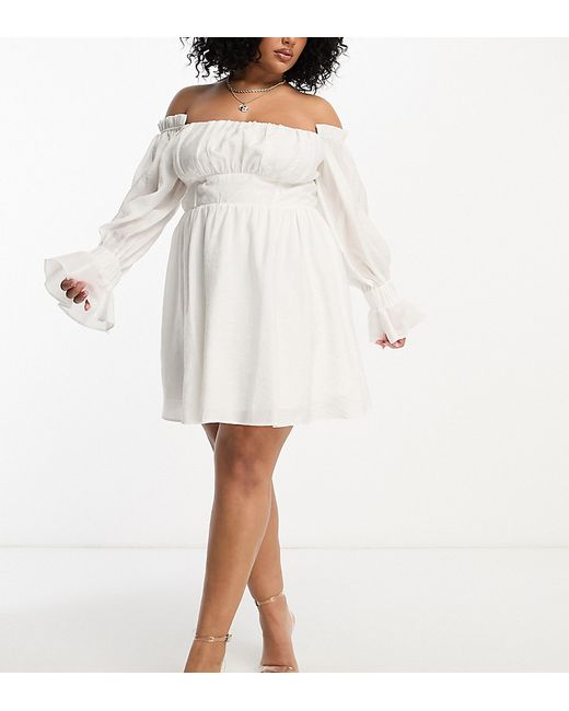 ASOS Luxe Curve off shoulder corset mini dress with blouson sleeve in