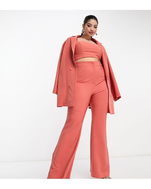 ASOS Luxe Curve flared suit pants in cinnamon part of a set-