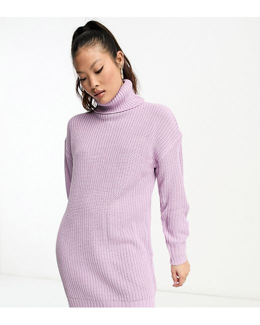 Violet Romance Petite roll neck knitted sweater dress in lilac-