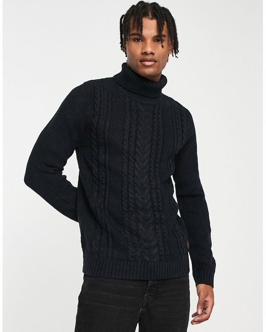 Jack & Jones Originals chunky cable knit turtle neck sweater in