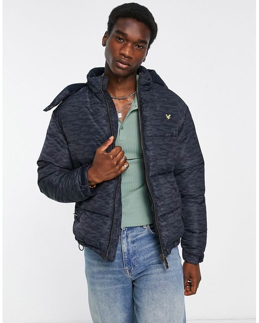 Lyle & Scott Archive printed puffer jacket in