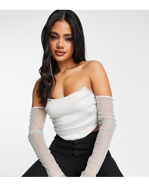 AsYou glitter mesh cowl corset with sleeves-