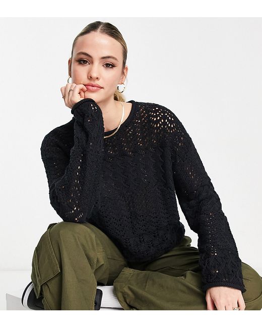 ASOS Tall DESIGN Tall crew neck sweater in mixed pointelle stitch