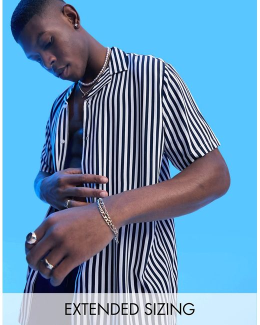 Asos Design relaxed revere shirt in summer stripe
