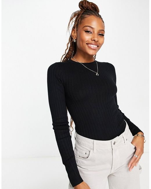 New Look ribbed crew neck knitted sweater in