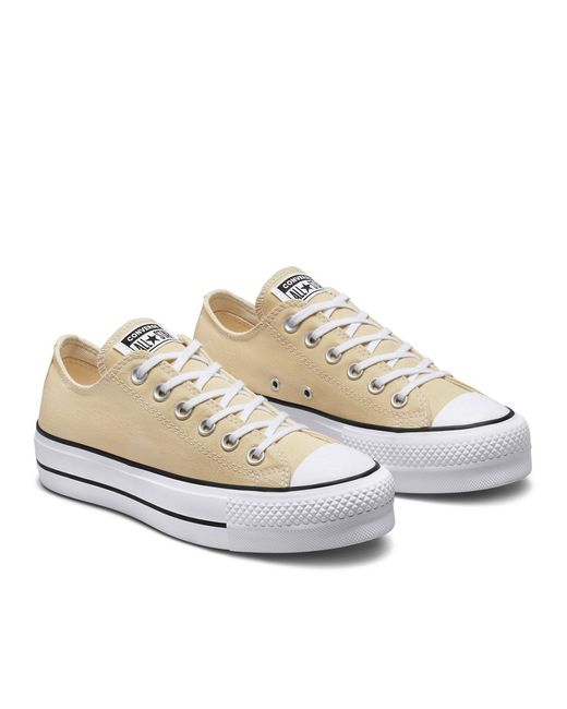 Converse Chuck Taylor All Star Lift Ox platform sneakers in beige-