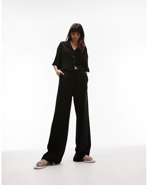 TopShop linen look wide leg relaxed pants in part of a set