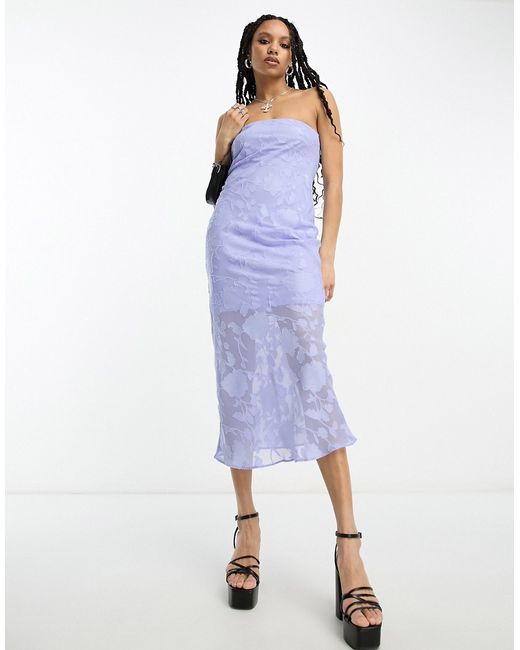 Asos Design jacquard bandeau midi dress in cornflower