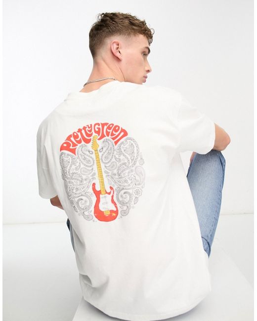 Pretty Green Paisley guitar relaxed fit t-shirt in with back print