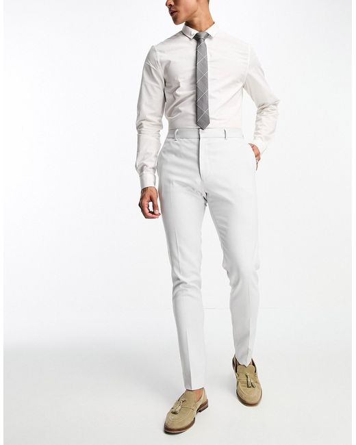 Asos Design wedding skinny suit pants with micro texture in ice