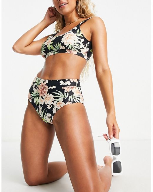 Rip Curl Sol Seeker Mirage crop bikini top in tropical print-
