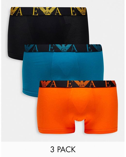 Emporio Armani Bodywear logo waistband 3 pack trunks in