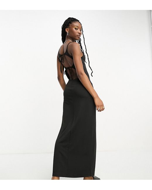Weekday Sophie open back midaxi dress with tie detail in exclusive to