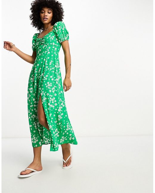 Other Stories puff sleeve midi dress in print