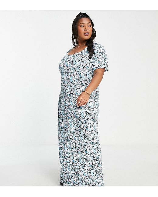 Yours square neck midi dress in ditsy floral