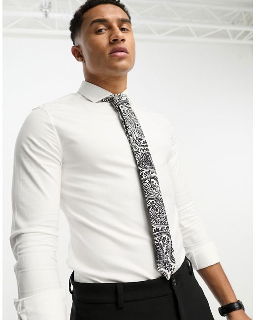 Bolongaro Trevor paisley print tie in and white
