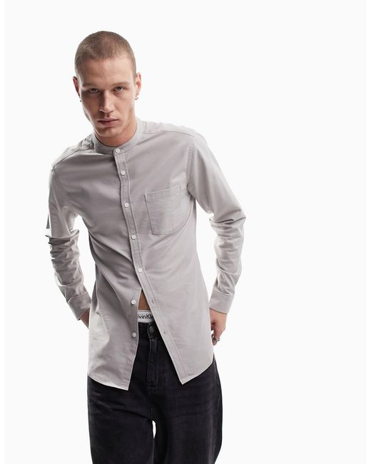 Asos Design slim fit oxford shirt with grandad collar in