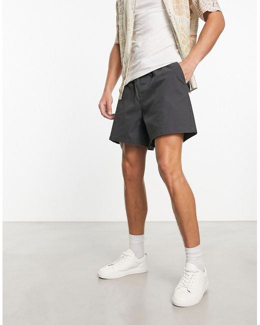 Asos Design wide fit chino shorts in shorter length charcoal-