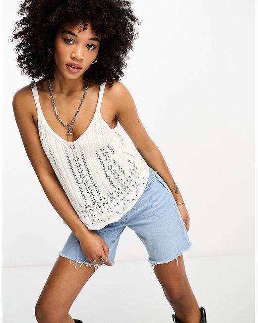 Only pointelle knit tank top in