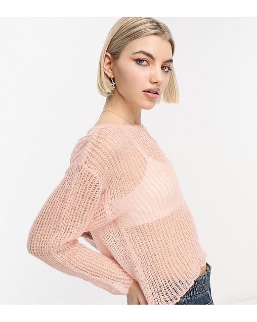 Collusion open stitch knit sweater in light