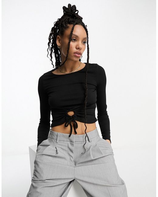 Urban Threads ribbed crop top with keyhole in