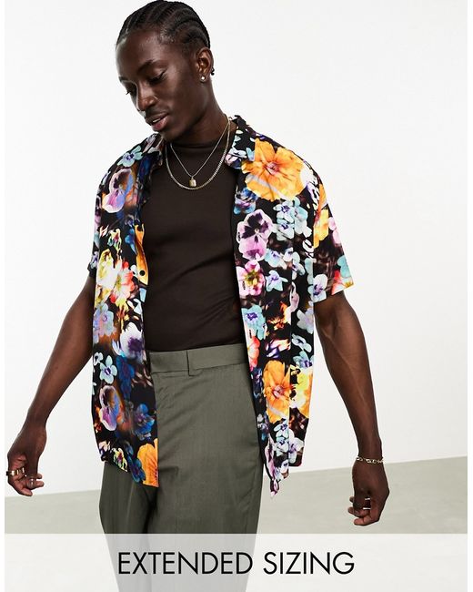 Asos Design relaxed shirt in bright floral print-