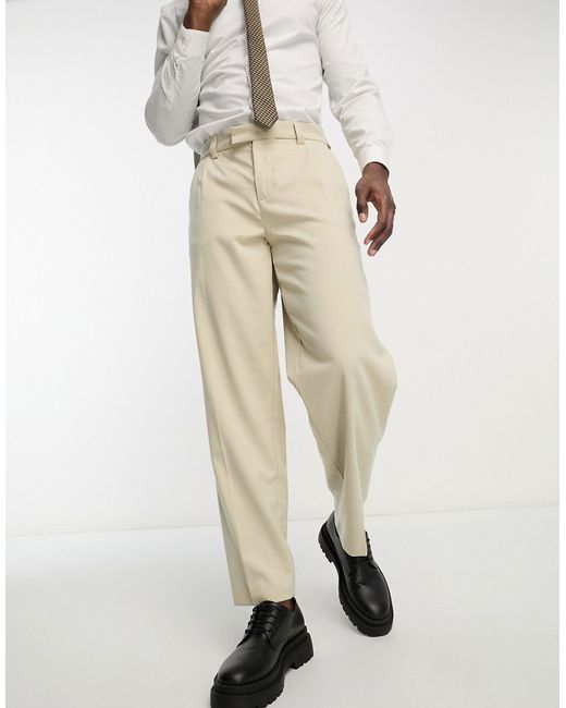 New Look relaxed fit suit pants in oatmeal-