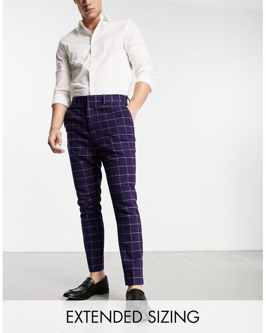 Asos Design tapered wool mix smart pants in window check