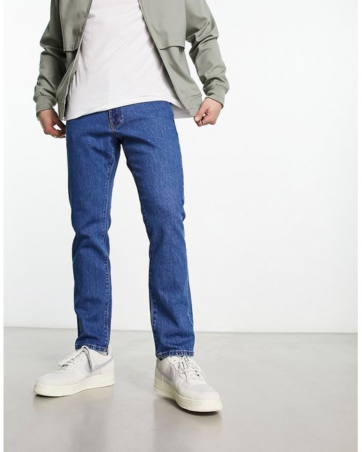 Selected Homme straight fit jeans in mid wash-