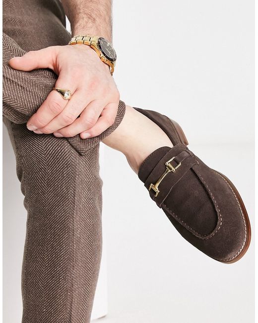 Asos Design loafers in suede with snaffle detail and natural sole