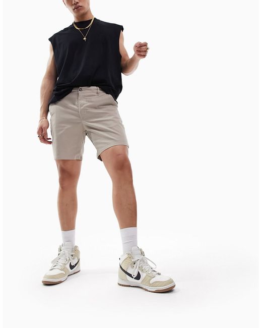 Asos Design slim chino shorts in mid length