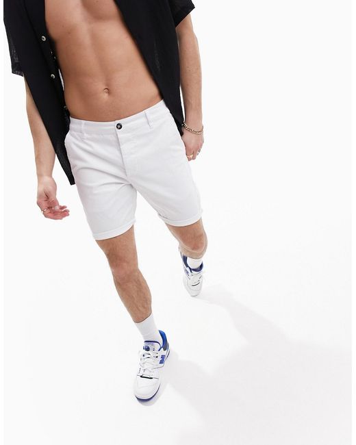 Asos Design skinny chino shorts in mid length