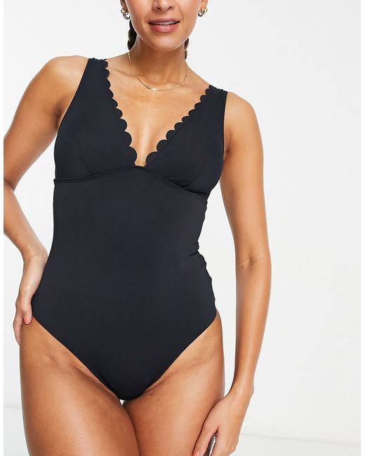 Accessorize scallop plunge shaping swimsuit in