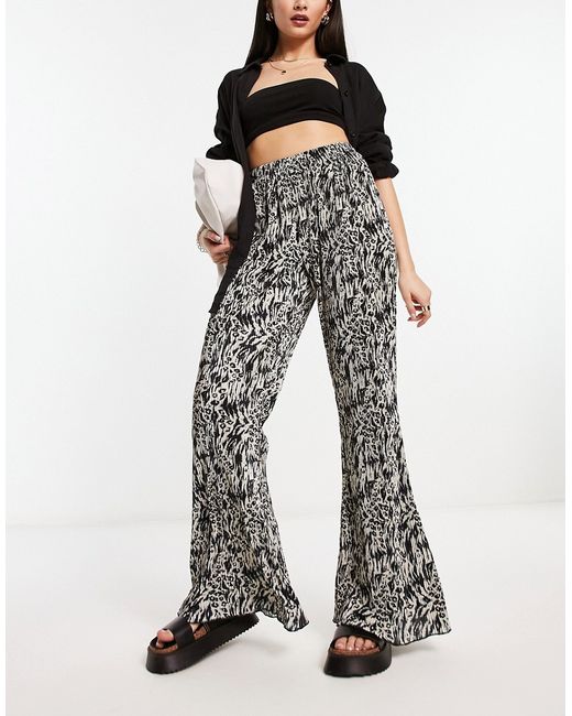 Urban Threads plisse pants in abstract animal print-