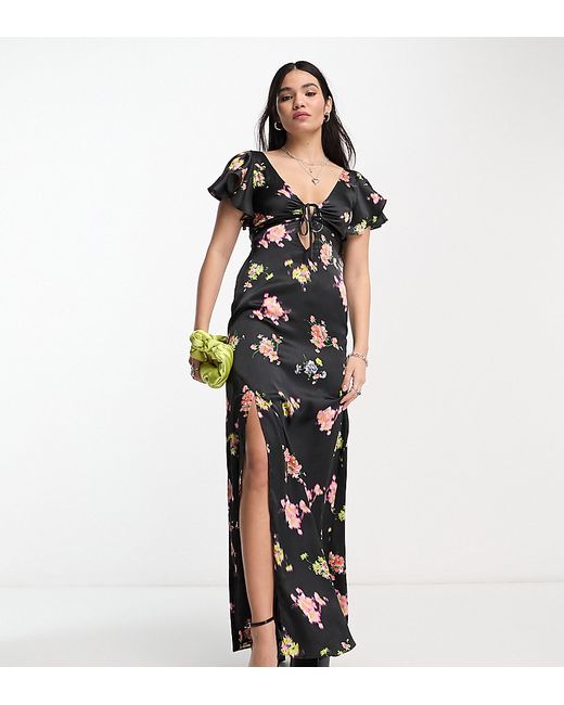 Reclaimed Vintage tie front maxi tea dress in floral