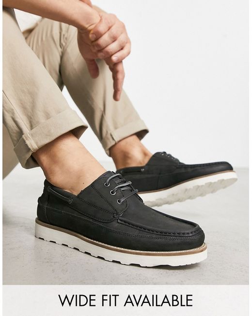 Asos Design boat shoes in leather with wedge sole