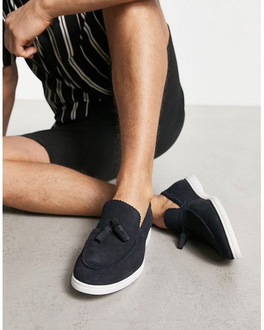 Asos Design loafers in suede with white sole