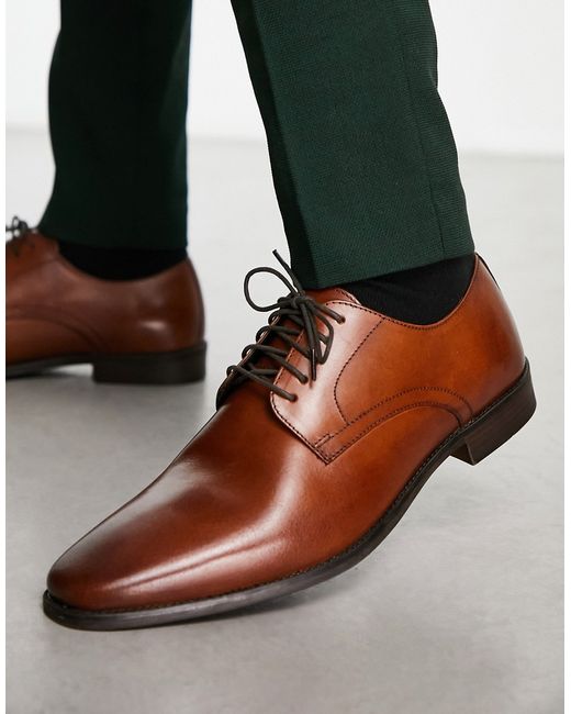 Thomas Crick leather derby lace up shoes in tan-